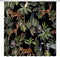 AMFD Jungle Animals Shower Curtain, Cheetah Zebra Monkey Antelope, Green Tropical Forest Bathroom Decor Set