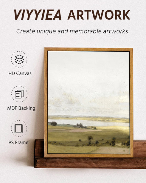 VIYYIEA Framed Canvas Wall Art - Rustic Farmhouse Decor of Rolling Valleys under Clear Skies, 9"x11"
