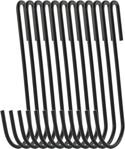 12-Pack 4.2 Inches Black Antistatic Coating Steel S Hook Cookware Universal Pot Rack Hooks