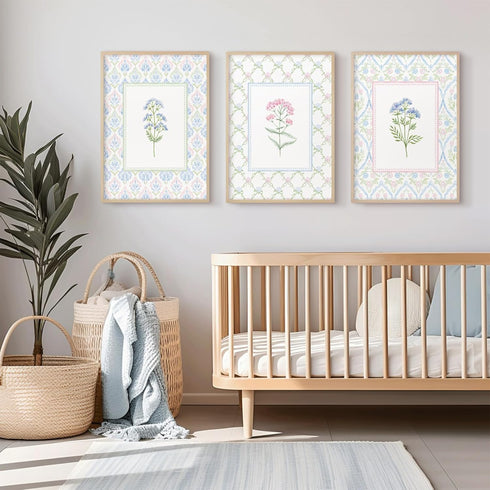 Lhoiplme 8x10x3 Inch Wildflower Nursery Wall Art Decor Baby Girl Room Canvas Prints Pastel Floral Wall Art Botanical