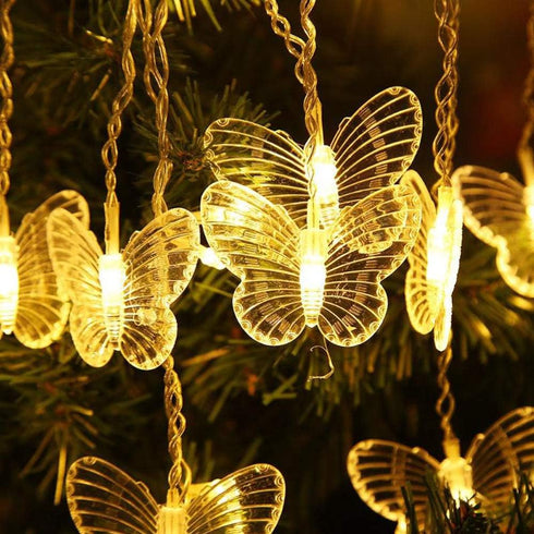 Lainin USB Powered 13FT 96 LED Curtain Lights, 16 Butterflies Twinkle Lights, 8 Modes Fairy Light Strip for Party