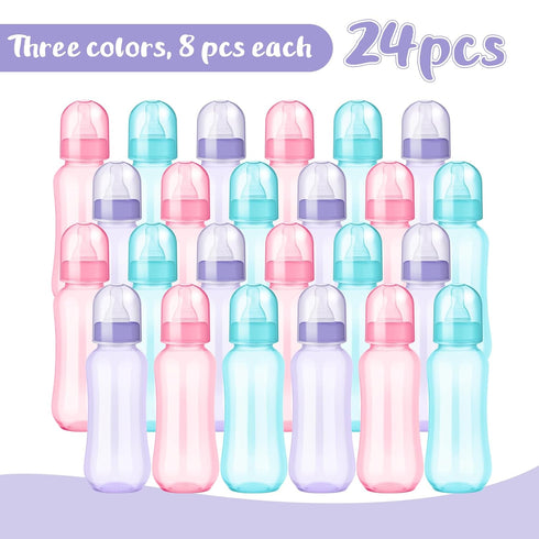 Norme Baby Shower Bottles, 9.5 oz Plastic Baby Bottles for Shower Game Party Favors, Bulk for Decorations (24 Pcs)