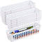 Domensi 12 Pack Slim Plastic Storage Baskets - 10.25 x 3.25 x 2.5 Inch Small Classroom Storage Bins for Desk Garage