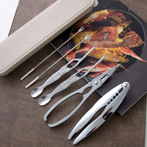 Antcher 6 Sets 2 4 Pieces Seafood Tools Stainless Steel Seafood Tool with Storage Box, Pieces Lobster Crackers