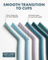 Nightingale Reusable Silicone Straws - Set of 6 Bendy Drinking Straws with Cleaning Brush, Collapsible Travel Straw