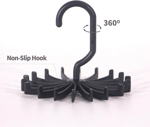 4 Pack Tie Rack Hanger Holder Hooks Organizer for Men, 360 Degree Rotating Tie Racks, Black
