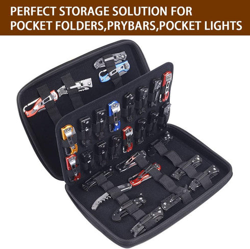 QEES Knife Display Case - 62 Slots Knife Storage Organizer for Butterfly Knives, Pocket Knives Collection Protector