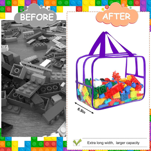 OPELETNNT 6 12.69.256.9In Colors Widen X-Large Toy Storage Bags with Labels, Reusable Clear PVC Board Game Storage