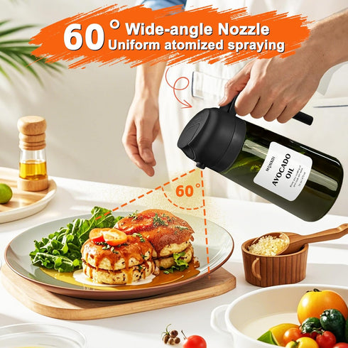 mqnxoi 2 1 16oz/470ml Oil Sprayer for Cooking, in Olive Oil Dispenser Bottle for Kitchen, Premium Glass, Food-grade Oil