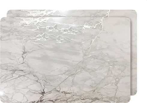 Dainty Home Foiled Granite Thick Cork Heat Resistant Dining Table Placemats Set of 2, 12" x 18" Rectangle, Marbled