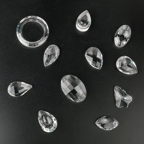 11pcs H&D Clear Crystal Chandelier Lamp Lighting Drops Pendants Balls Prisms Hanging Glass Prisms Parts Suncatcher