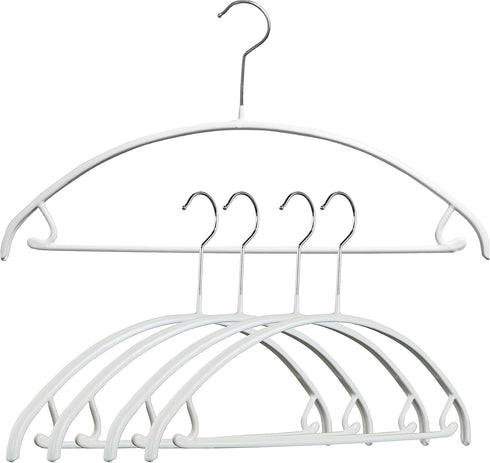 Mawa by Reston Lloyd Non-Slip Metal Clothing Hanger, Model 42-U, White - Pack of 5 with Smooth Shoulder Support