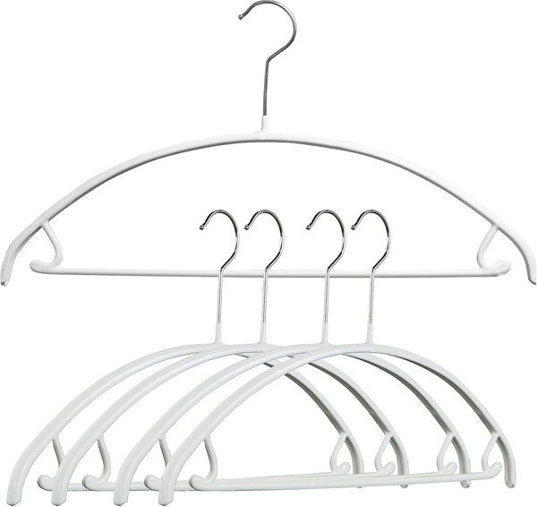 Mawa by Reston Lloyd Non-Slip Metal Clothing Hanger, Model 42-U, White - Pack of 5 with Smooth Shoulder Support