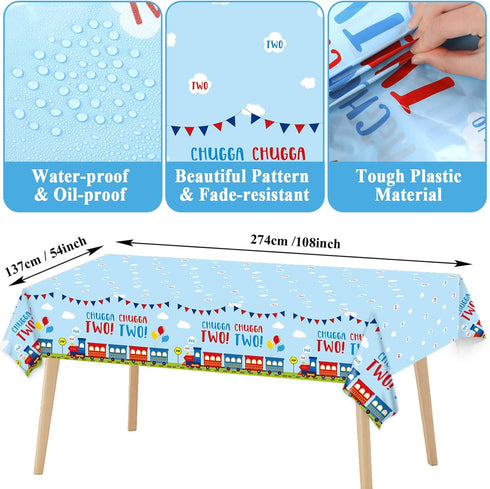 24 Set 2nd Qyeahkj Guests Chugga Chugga Two Two Birthday Party Paper Plates Napkins Tablecloth Supplies Train