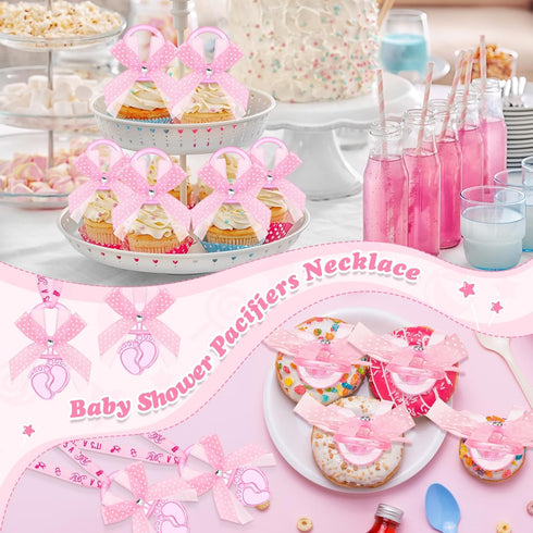 60 TrelaCo Pcs Shower Party Pacifiers Necklace Acrylic Pacifiers Feet Necklace Charm Favors for Guests Shower Party