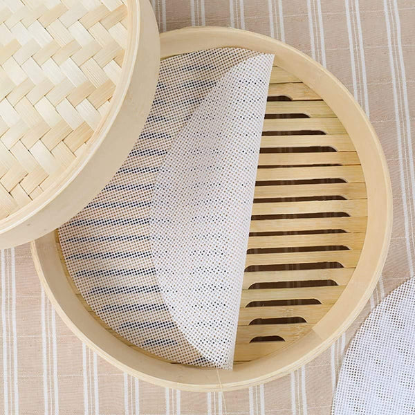 LadayPoa 10Pcs 12 inch Reusable Round Silicone Steamer Liners, Non-stick Mesh Mat for Home Kitchen or Restaurant