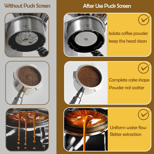 Puck Screen 51mm, Reusable Stainless Steel Screen Filter Basket Compatible with Espresso Machine