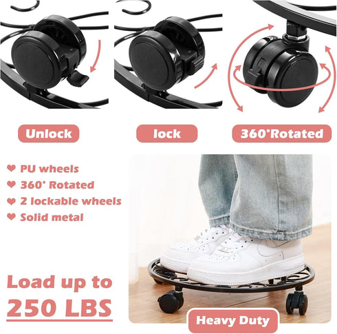 lucpur 3 Pack 12 Inch 3 Pack Metal Plant Stand with Wheels Plant Caddy Heavy Duty Wrought Iron Rolling Plant Stand