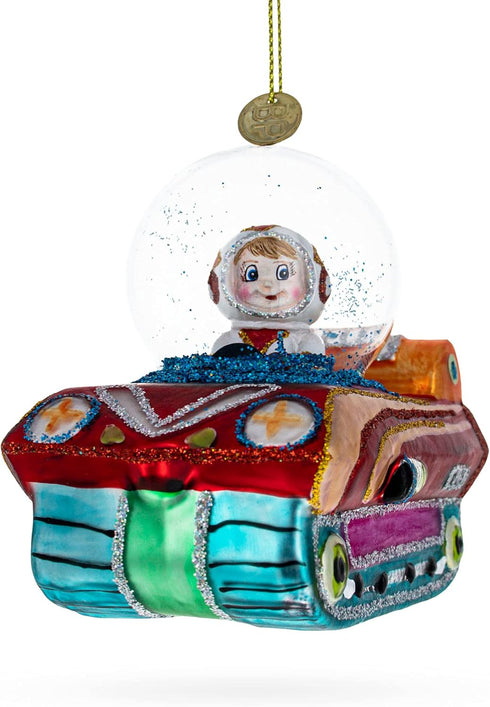 Astronaut in Space Vehicle - Blown Glass Christmas Ornament