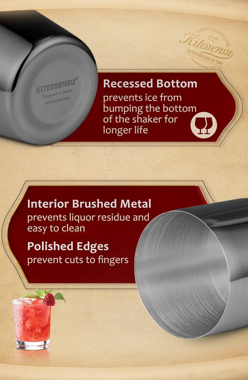 KITESSENSU Cocktail Shaker Set, Stainless Steel Martini Shaker with 24 Ounce Mixer, Jigger, Bar Spoon & Recipe Guide,