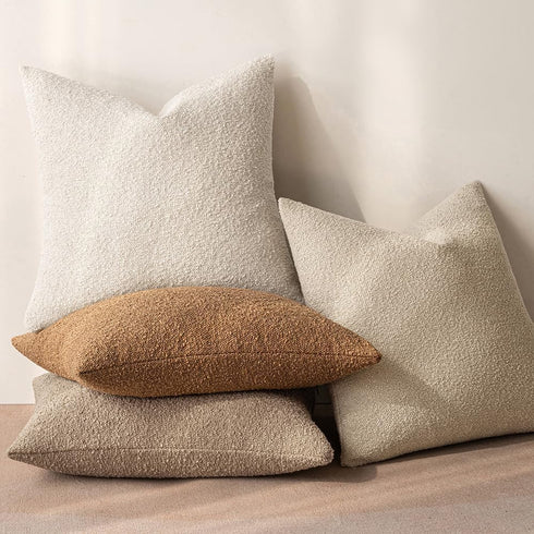 Pack 1 Decor,24x12 Inch MIULEE Textured Boucle Throw Pillow Cover Beige Accent Solid Lumbar Pillow Case Decorative Soft