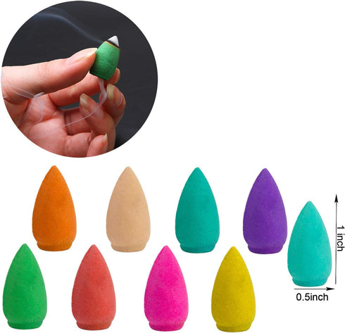 Aneco 180 Pieces Backflow Incense Cones, 10 Mixed Natural Scents Including Rose, Jasmine, Lily, Mint, Lavender