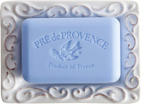 Pre de Provence Soap Dish, White-Washed Terracotta Finish, 8.8 Ounce (Pack of 1)