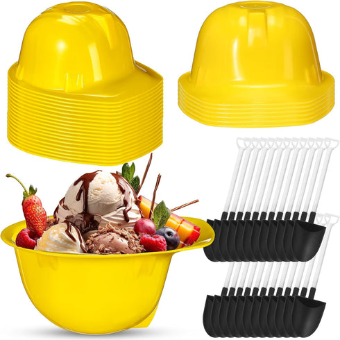 Uiifan 24 Sets Construction Ice Cream Bowls with Shovel Spoons, 8 oz