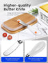 2 Pack Stainless Steel Butter Spreader Knife, White Porcelain Handle, Cheese Butter Knives for Kitchen