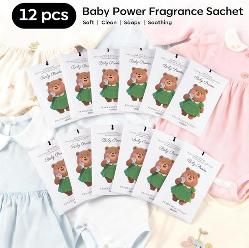 12 Packs Closet MYARO Baby Powder Scent Sachets Room Air Freshener for Drawer Clothes Storage Small Space Odor