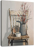 Farmhouse Canvas Wall Art Rustic Flower Theme Painting, Wood Framed Bathroom Decor, Easy to Hang Size 16 x 24