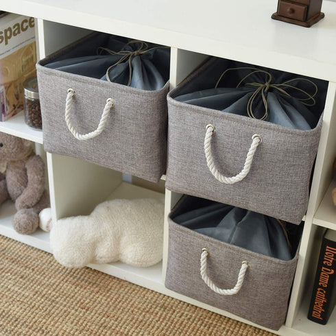 TheWarmHome Fabric Storage Bins for Organizing, Large Sturdy Baskets with Handles, Decorative Foldable (3 Pack)