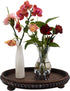 FramePro Decorative Tray 12in Round Wood Beaded - Brown Serving Tray Risers