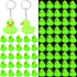 Deekin 24 Pcs Glow in The Dark Green Rubber Duck Keychain, Bulk Halloween Birthday Party Favor, Light Up Keyrings