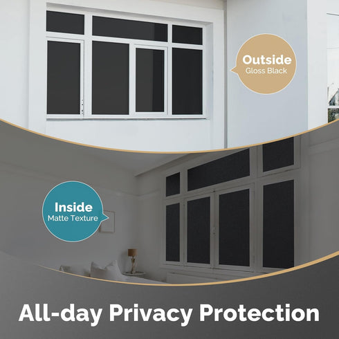 DOWELL Blackout Window Film, 100% Light Blocking Static Cling for Glass, Heat Control Removable Window Tint.