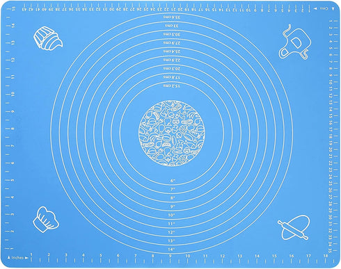Silicone Baking Mat for Pastry Rolling Dough, 19.7" x 15.7", BPA Free Non-Stick Blue Baking Supplies