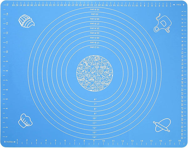 Silicone Baking Mat for Pastry Rolling Dough, 19.7" x 15.7", BPA Free Non-Stick Blue Baking Supplies