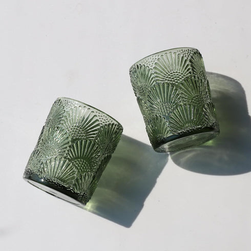 Set 24, Woho Green Votive Candle Holders of Green Glass Tealight Candle Holder for Christmas Party Decor, Tea Light