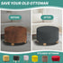 MAXIJIN Velvet Ottoman Slipcover - Round Foot Stool Cover, Washable Thick Storage Protector with Elastic Bottom