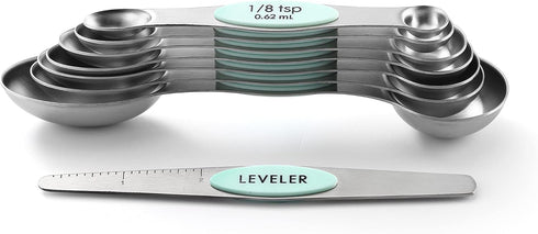 Spring Chef Stainless Steel Magnetic Measuring Spoons Set - 8 Nesting Metal Teaspoon & Tablespoon Kitchen Gadgets in