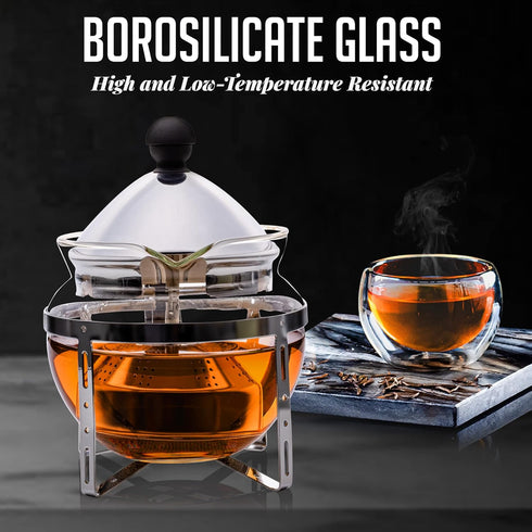 OVENTE Glass Teapot with Removable Stainless-Steel Infuser for Blooming Tea and Loose Leaf, 17oz Borosilicate Glass Tea Maker Perfect for Personal and Everyday Use, Clear FGH17T by OVENTE