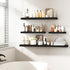 16 Inch 2 Pack, Fun Memories Floating Shelves - Deep Rustic Black Wooden Wall Shelves - Extra Deeper & Thicker Wall