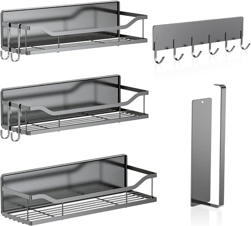 JulktLli 5 Pack Multifunctional Magnetic Shelves for Refrigerator Spice Rack & Washing Machine