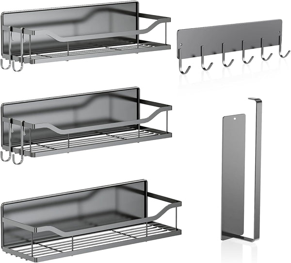 JulktLli 5 Pack Multifunctional Magnetic Shelves for Refrigerator Spice Rack & Washing Machine