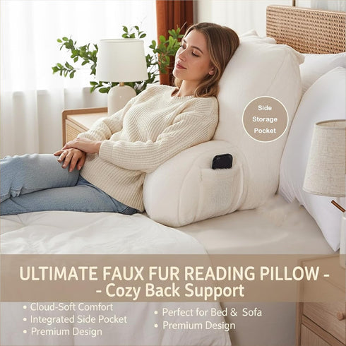 Reading Pillow with Arms for Sitting in Bed, Backrest Support Cushion Soft Back Pillow for Couch, Sofa & Floor, Dorm