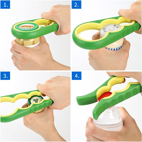 Otstar Jar Opener and Bottle Opener with Silicone Gripper, Designed for Weak Hands, Seniors, Arthritis - Green
