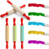Set 12 8 Inch SOUJOY of Mini Rolling Pin, Wood Dough Roller for Baking with Red Handle, Small Clay Rolling Pin