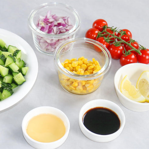Iyulania Set 6 7 oz of Small Glass Storage Containers, Food Containers with No-Spill Lids, Thick Glass Jars for Meal