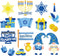 Whaline 17Pcs Hanukkah Fridge Magnets, Yellow Blue White Happy Hanukkah Magnetic Stickers for Holiday Decor