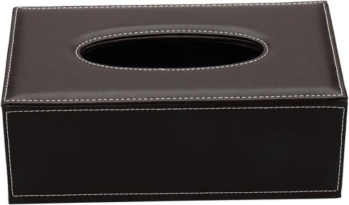 KINGFOM Rectangular PU Leather Tissue Box Cover - Brown Napkin Holder for Bathroom, Home, Office, Car